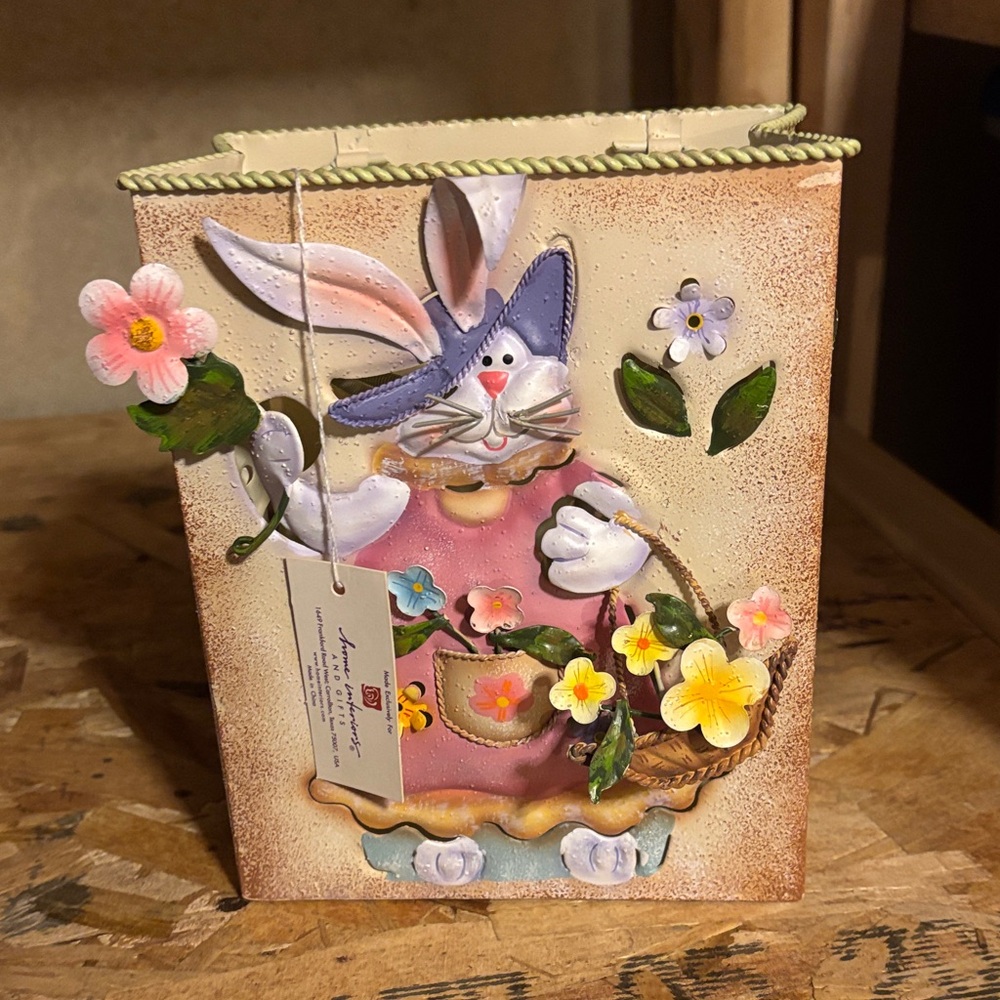 Home Interiors Metal Easter Bunny Decorative Lantern